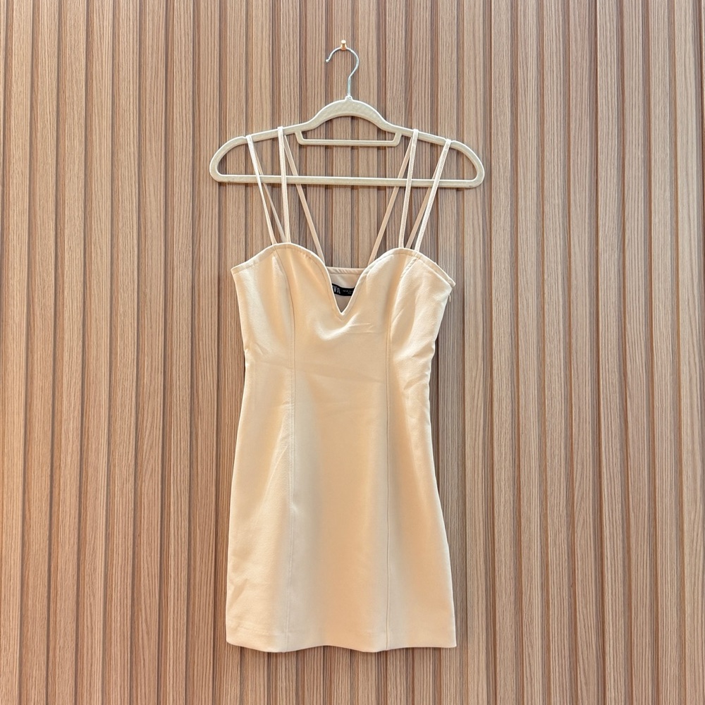 Zara Cream Strapless Dress new